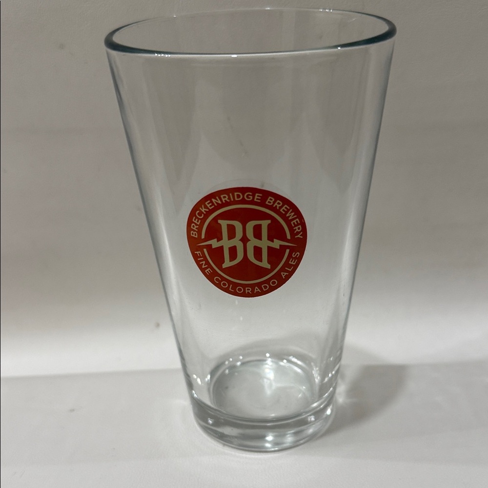 Breckenridge Brewery Clear 16 Oz Pint Glass 7 In Tall Orange Red Logo Colorado